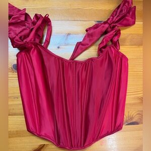 NWT Victoria’s Secret Dream Angels Red Satin Bow-Tied bra Corset Top Size small